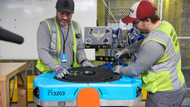 Amazon has opened new roles for employees to build and maintain mobile robots and robotic arms.